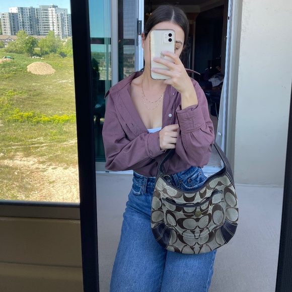 Tan/Brown Coach Signature Y2K Short Strap Hobo Bag - Picture 2 of 10